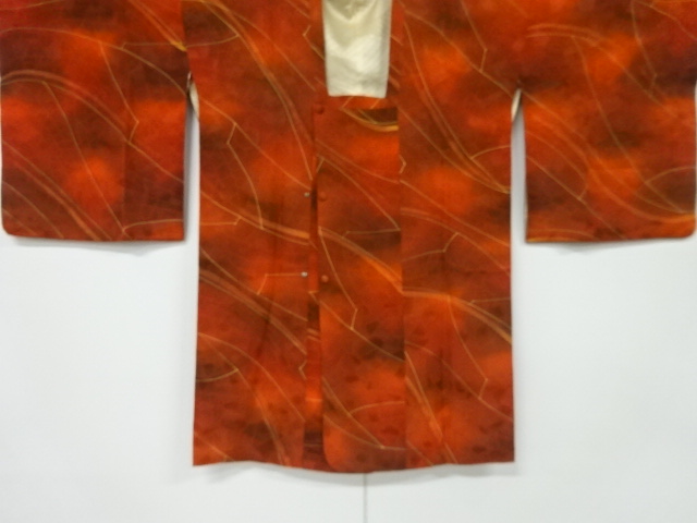 リサイクル　線描き模様ロング道行コート